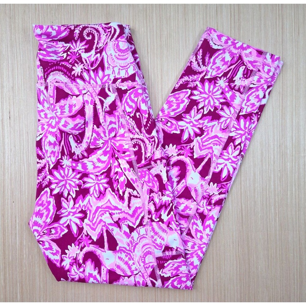 Lilly Pulitzer Luxletic Midi Legging Mulberry Wild Ride Women's Medium 059450